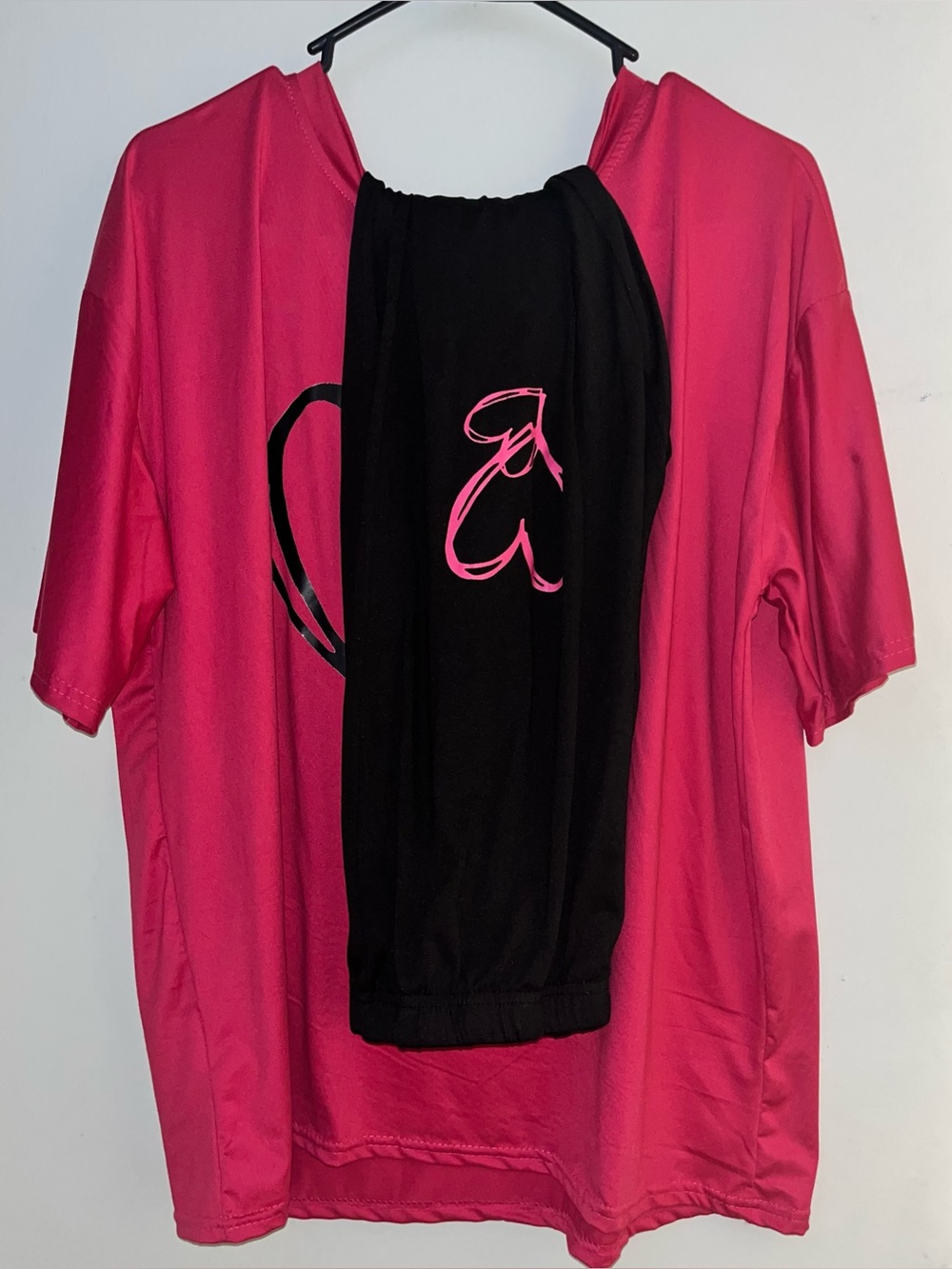 Pink & Black Heart Print Top & Leggings  Set - Picture 2 of 8